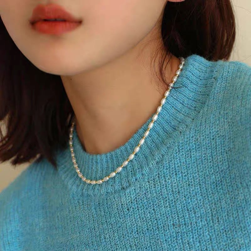 Shijia Pearl Necklace Women'S Niche Light Luxury Design High-End Fashion Elegant Clavicle Chain Necklace Chain Woolen Chain Bead Chain - Image 1